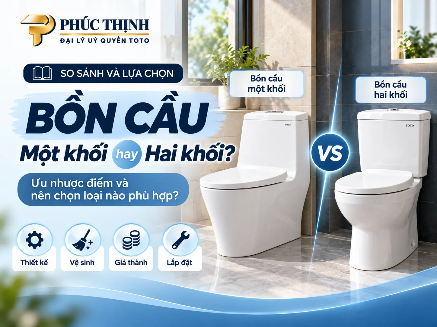 So sánh bồn cầu một khối và hai khối