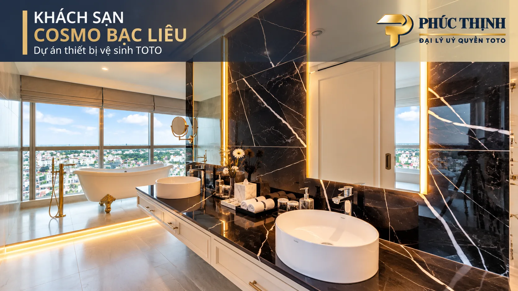 Trọn gói thiết bị vệ sinh TOTO chính hãng tại khách sạn Cosmo Bạc Liêu